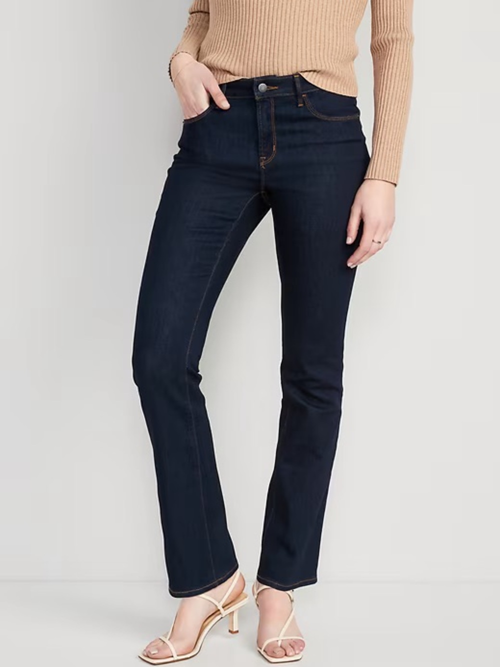 Old Navy Size 14 Petite Mid Rise Kicker Boot Cut Dark wash Denim Jeans 14P Short
